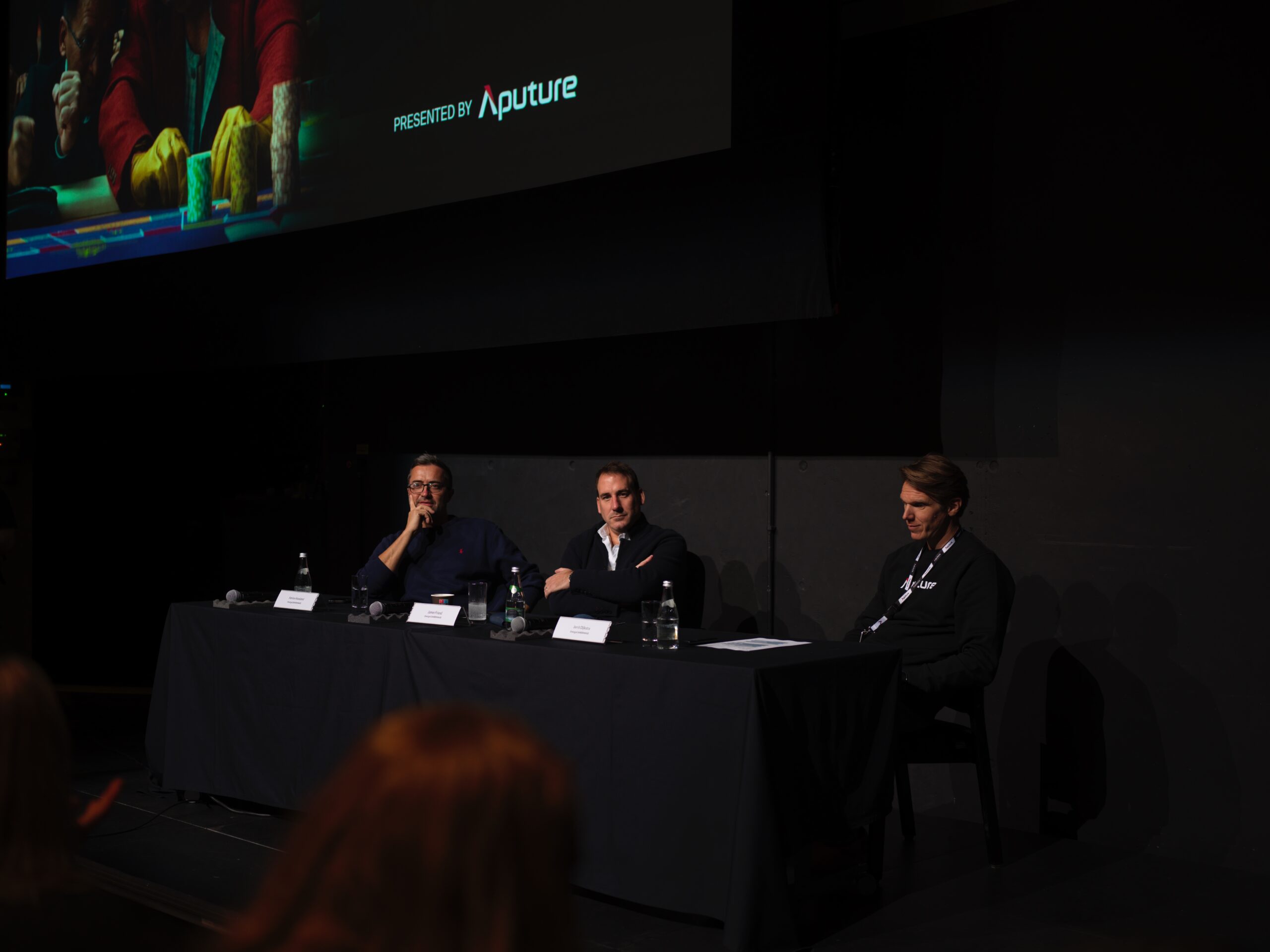 Aputure discussion with James Friend and Harlon Haveland at Camerimage. Photo Credit: Joshua Argue